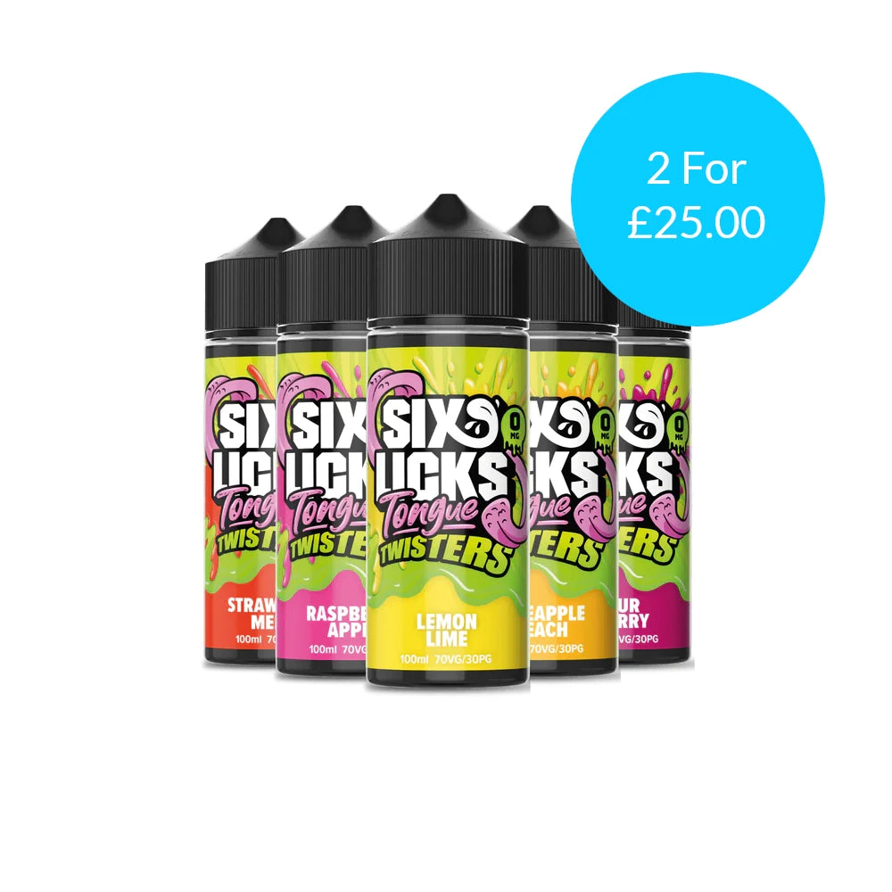 six licks 120ml shortfills 2 for  £25